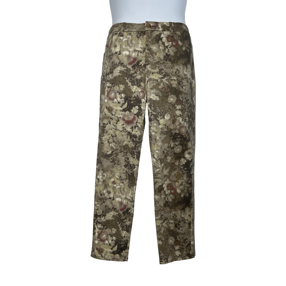 Chico's Sz: 2 = 12 Muted Floral So Slimming Girlfriend Ankle Jean Chic Romance
